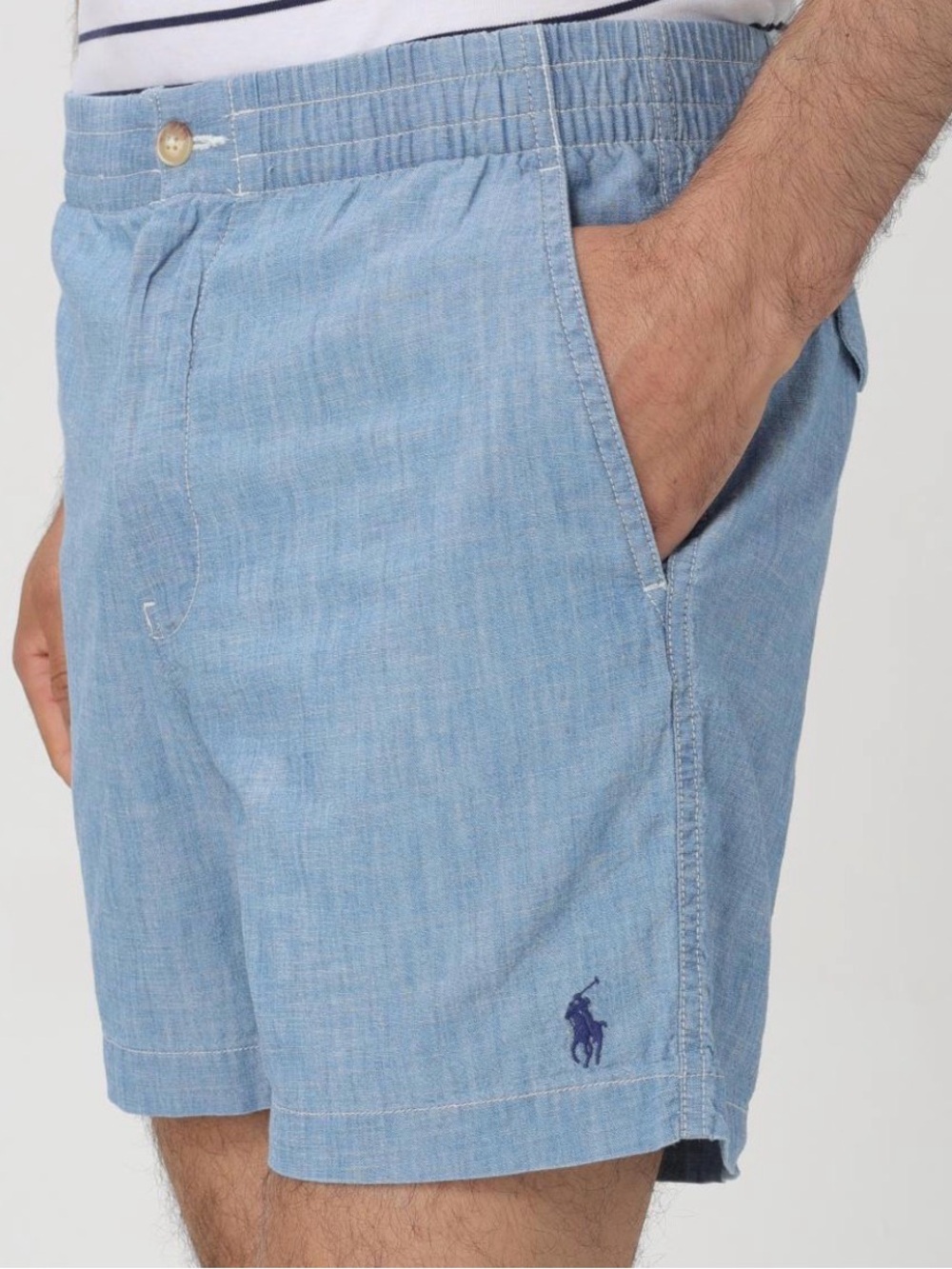 Polo by Ralph Lauren Light Blue Chambray Elastic-Waist Men’s Shorts